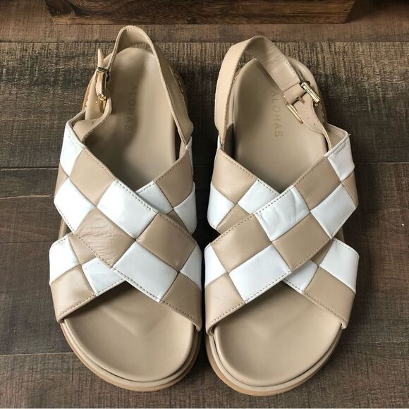 ALOHAS Marshmallow Scacchi Sandal in Tan and White 39 - Picture 6 of 12